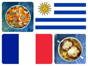 MŚ 2018 mecz Urugwaj  – Francja: guiso de carne con fideos vs soupe a l’oignon au fromage